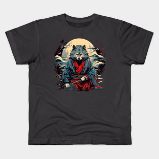 Japanese Wolf Samurai Kids T-Shirt